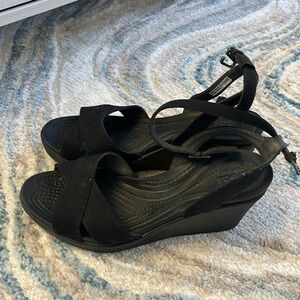 Crocs plastic wedge sandals